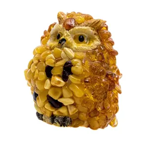 Handmade Amber Owl Figurine by KIZIMA New York - USA Luxury Home Decor, Animal Decorative, Bird Shaped, Collectible Style, Decorative Ornament, Hand Sculpted Figurines, Animal Decorative Figurines
