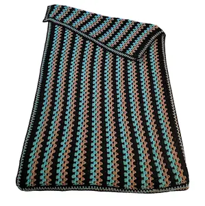 Handmade Striped Crochet Blanket - Customizable Home Décor, Cozy Design, Perfect for Curling Up on the Couch