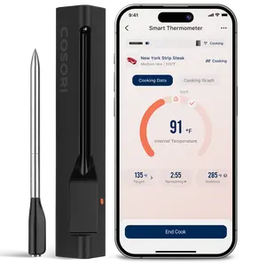 COSORI Smart Meat Thermometer: 72H Battery, 96 Cooking Guides, Bluetooth, Smoker, Oven, Air Fryer, Smart Alerts, 304 Stainless Steel, Kitchen Utensils