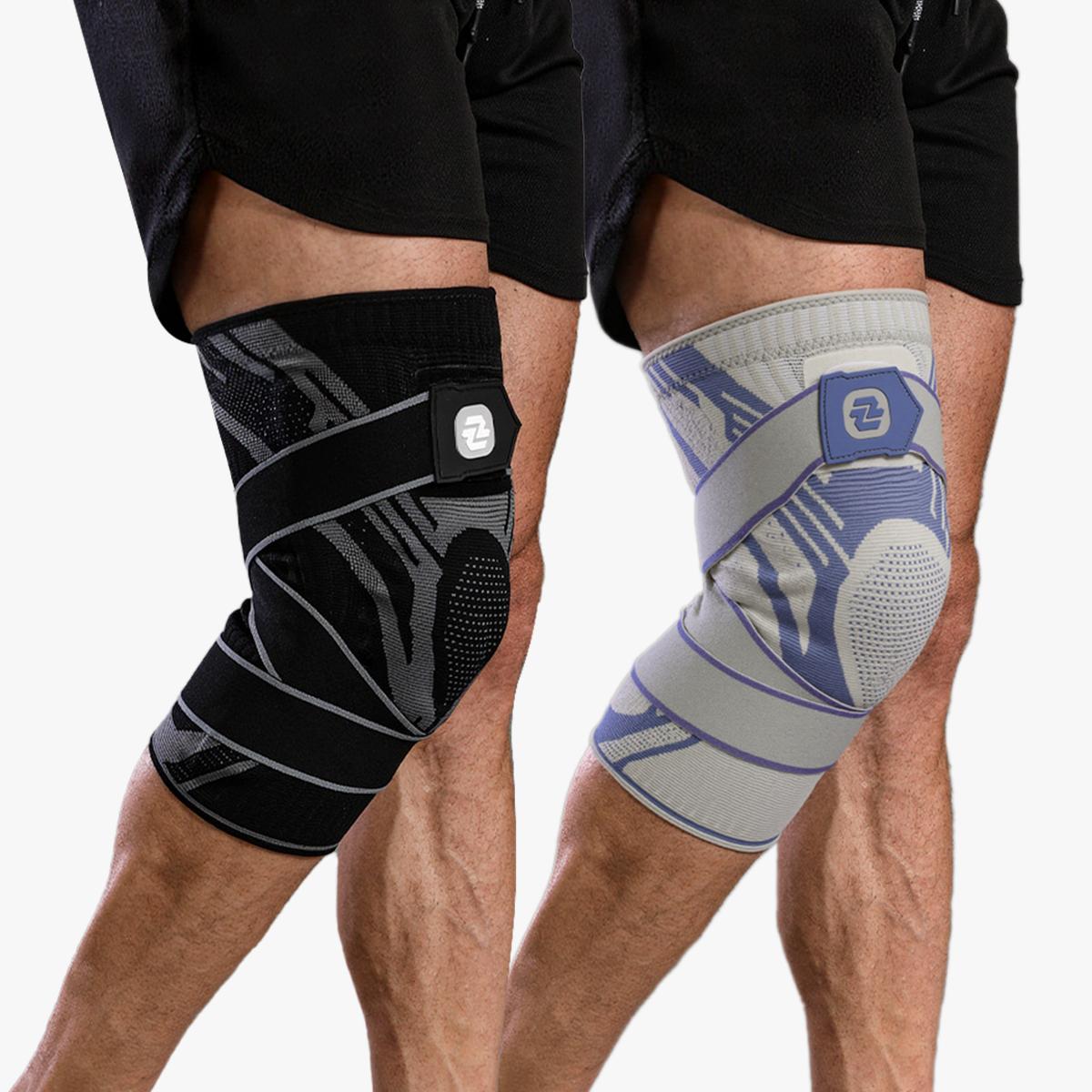 Nebility Mens Adjustable Compression Knee Brace with 360° Seamless Breathable Support, Non-Slip Design, Shock-Absorbing Pad, Elastic 4-Way Stretch Knit for Running, Hiking, Fitness and Knee Protection