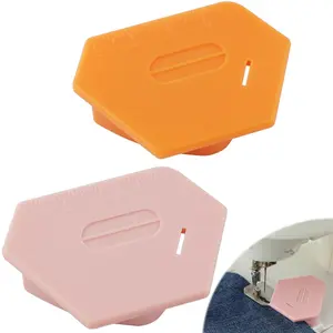 2 Pieces Magnetic Seam Guide for Sewing Machine, Multifunctional Polygonal Seam Guide Hemmer with Scale, Sewing Supplies Accessories (Pink/Orange)