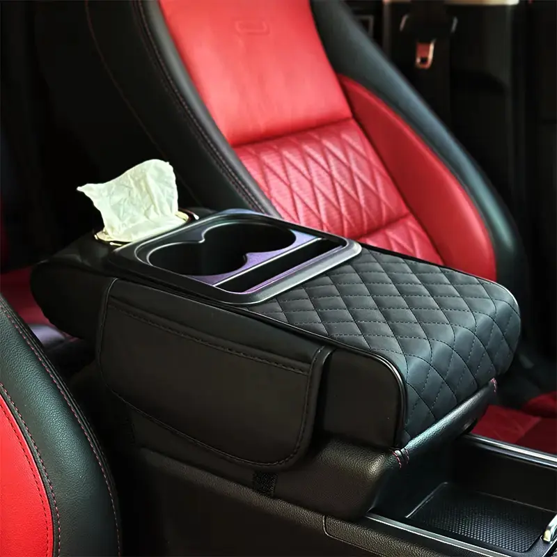 Car Armrest Cushion, 5-in-1 Center Console Cover with 2 Storage Bags Cup Holder, Tissue Box Slot, Phone Slot for Sedans, Car Accessories Interior Organizers - Car Interior Accessories!
