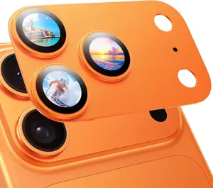 MAGIC JOHN 2 Pack Camera Lens Protector for Iphone 17 Pro Max, Full Coverage, Metal Aluminum Alloy Camera Lens Film, HD Clear, Scratch Resistant, Case-Friendly, Orange