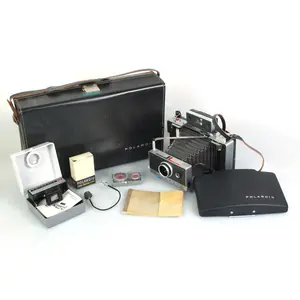 Vintage Polaroid Automatic 100 Land Camera W Cable Release/Close Up/Case/Filters