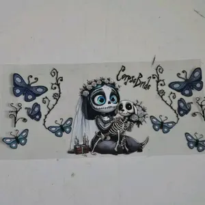 UV DTF Cup Wrap Featuring Classic Characters and Iconic Elements for Unique Design