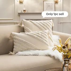 Tassel Pattern Cushion Cover without Filler, 1 Count Modern Throw Pillowcase, Household Decoration Supplies for Home Living Room Sofa, Cushion Slipcovers