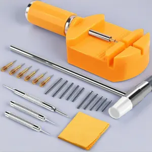 32-Piece Professional Watch Link Removal Kit - Rust-Resistant Steel Strap Adjuster with Spring Bars, Cotter Pins, Hammer, Solid Adjustable Frames for Watch Band Replacement