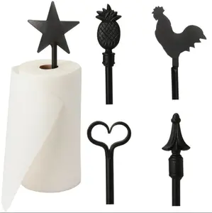 WROUGHT IRON PAPER TOWEL DISPENSER ~ Rooster Heart Pineapple Star Finial
