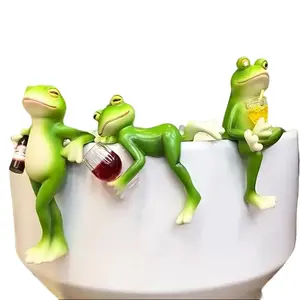 1Pc/3pcs Resin Frog Figurine Ornament, Whimsical Mini Frog Statue, Weatherproof Durable Indoor & Outdoor Decor, Rustic Cute Accent for Flower Pot, Garden, Yard and Bedroom, Creative Gnome Style Landscape Ornament, Unique Casual Home & Plant Pot Decoration