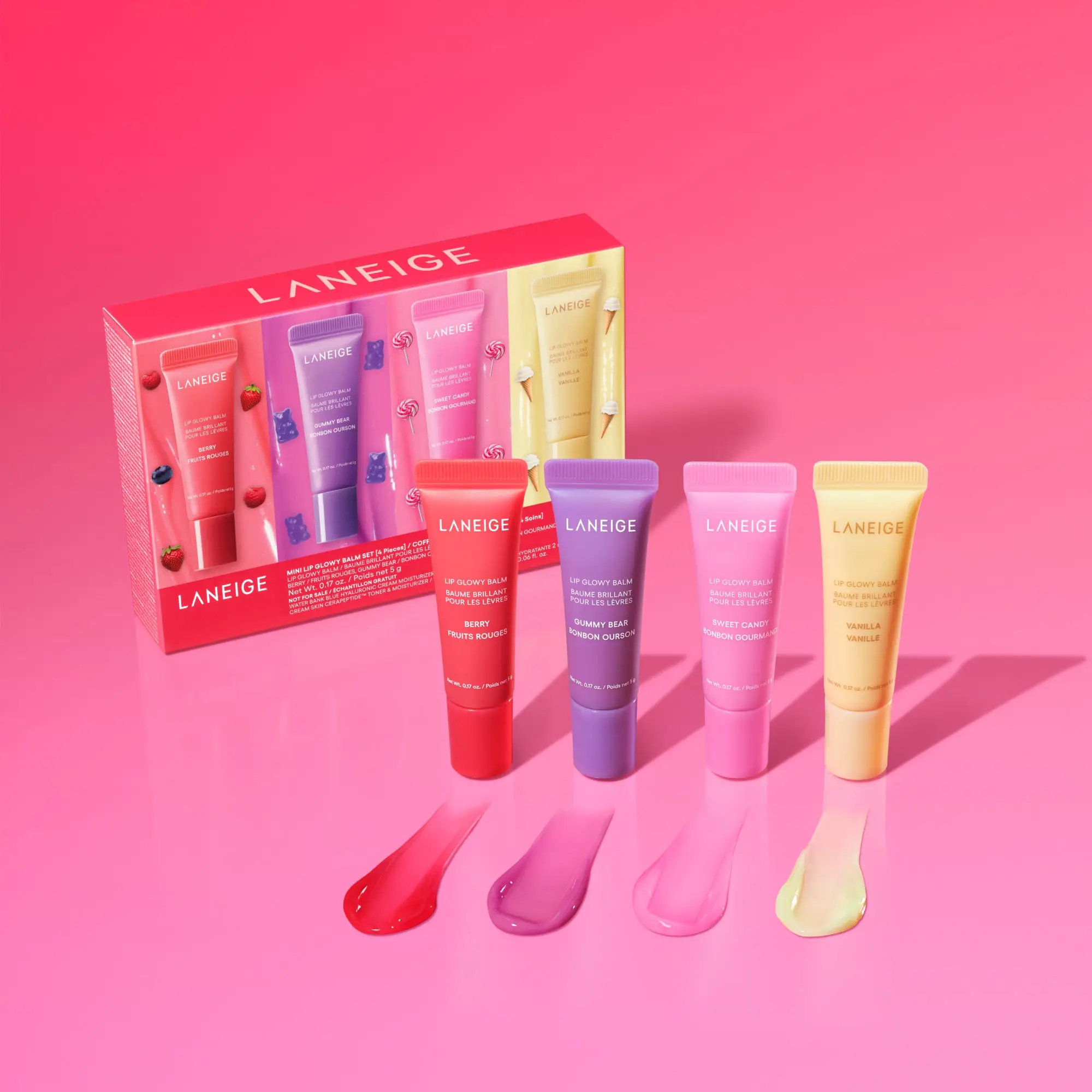 Laneige Mini Lip Glowy Balm Set, Hydrating and Glossy Tinted Lip Care with Shea Butter, Korean Skincare, Lightweight Moisturizer