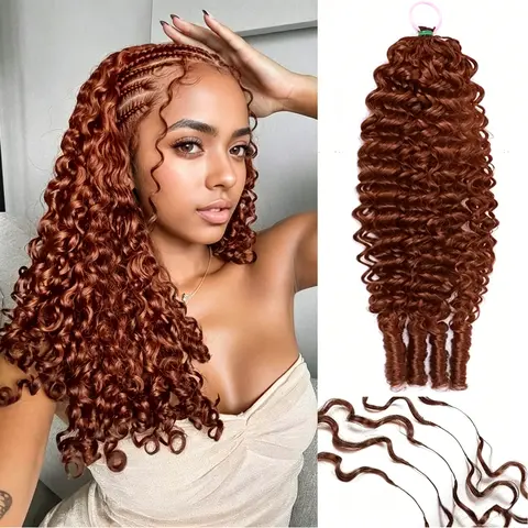 Bling Hair Burmese Curly Crochet Hair Bundles Human Hair 33# Color Curly Bundles Human Hair 100% Unprocessed Weave 3c4a Water Wave With Spiral Curly End Natural Color
