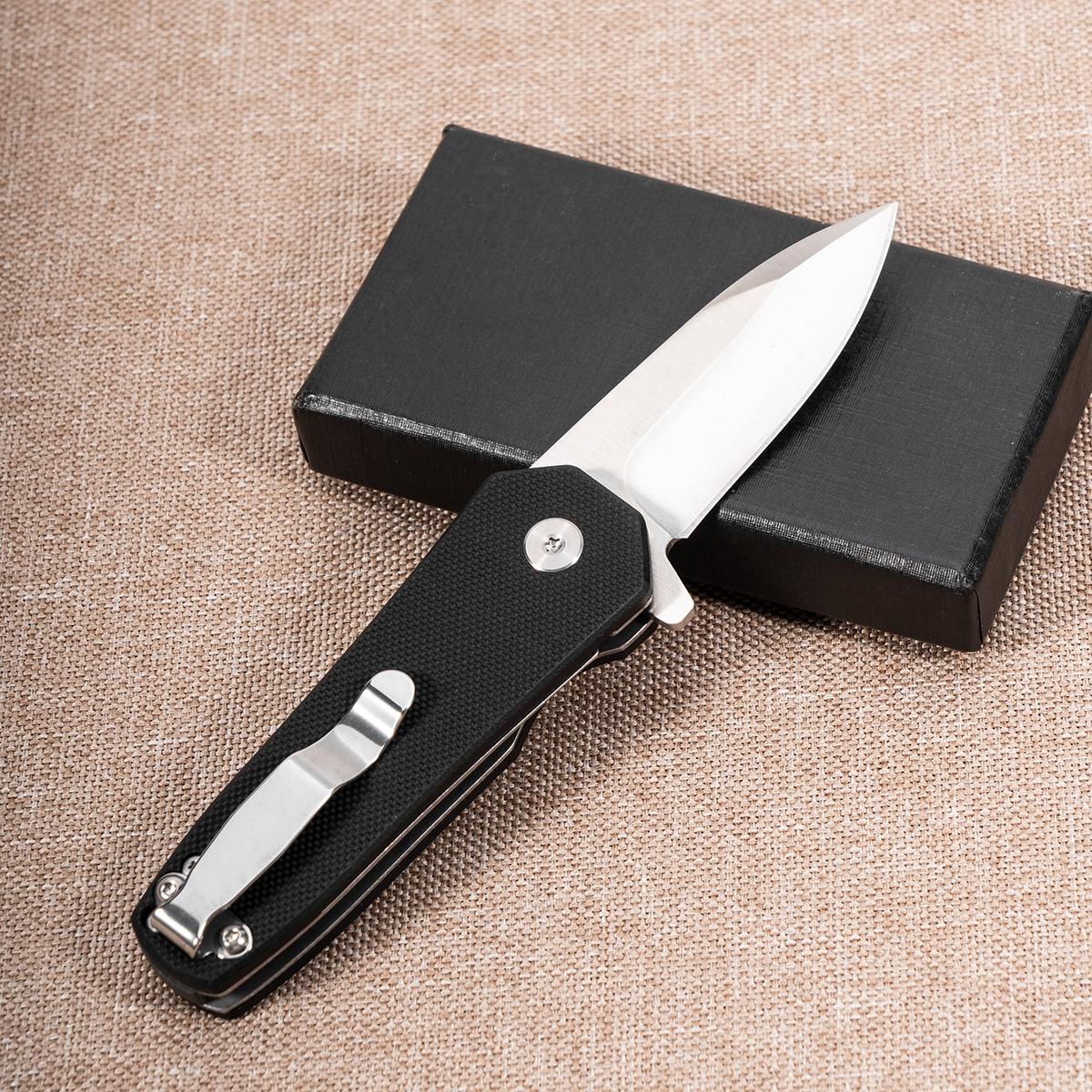 Portable Camping Hiking Folding Knife with Clip,G10 Handle Folding Pocket Knife, EDC Outdoor Tool for Camping Hiking Adventures