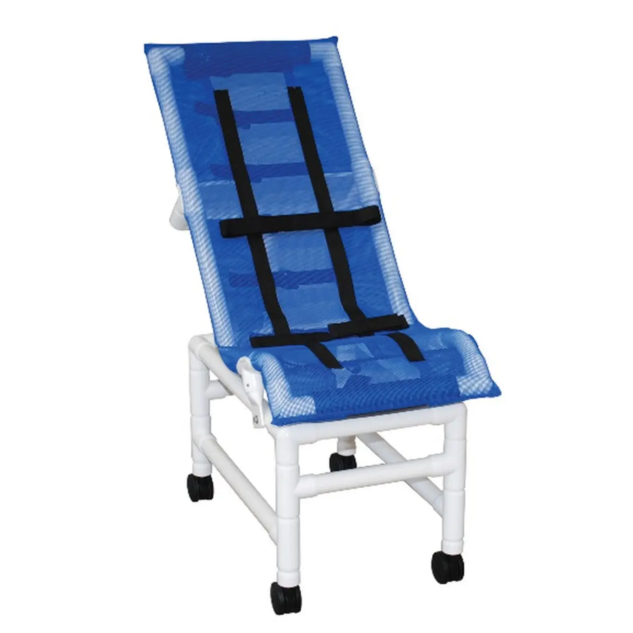 MJM Reclining Mesh Shower-Bath Chair for Adults, Home Improvement Bathroom Safety Seat with Plastic Construction, Large Dual Base and Casters, Large - With Dual Base And Casters
