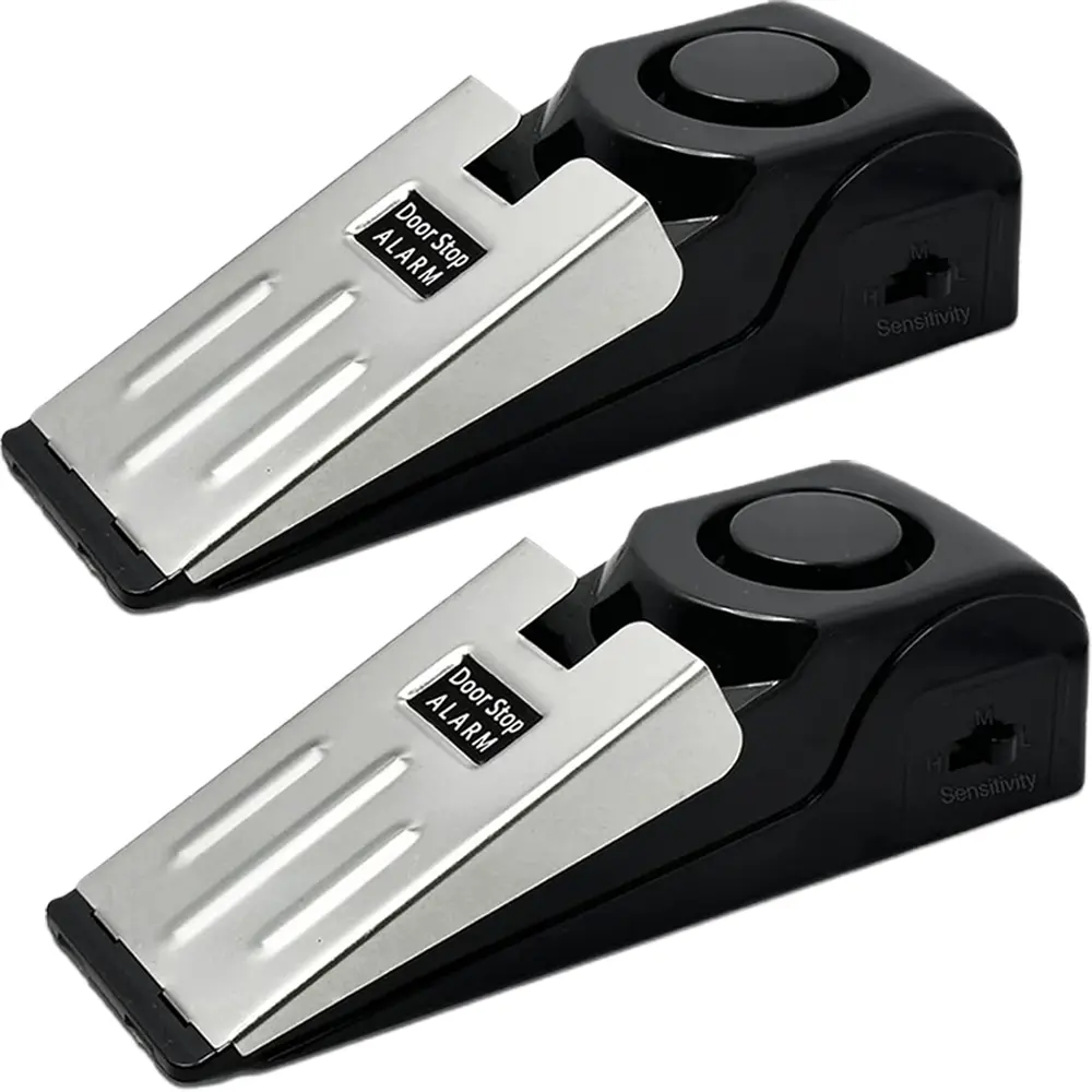 2-Pack 120DB Sound Safety Door Stop Alarm, Added Safety Floor Wedge Doorstopper for Travel/Home, Apartment Use