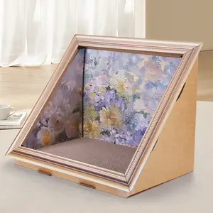 3D Oil Painting Cat Claw Board Wear Resist Oil Painting Frame Cat Nest Breathable Cardboard Photo Frame Cat Bed for Living Room Bedroom Decor
