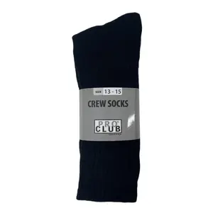 Pro Club Mens 3PC Heavyweight Cotton Crew Socks with Ribbed Knit for Casual Comfort Menswear Soft Classic Knitted