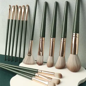 14-Piece Gold Handle Makeup Brush Set, Includes Foundation Brush, Powder Brush, Eyeshadow Brush, Ideal for Beginners & Professionals