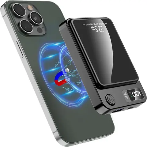 5000mAh Magnetic Wireless Mobile Power Bank, Wireless Battery Pack, 22.5W/PD20W Fast Charging Wireless Powerbank Lightweight Rechargeable Portable Charger for iPhone 15 Pro Max/14 Pro/13/12 & Android Phone