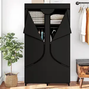 Portable Wardrobe Closet Clothes Rack Organizer for Hanging Clothing Freestanding Adjustable Storage for Bedroom Sturdy Large Capacity Non Woven Fabric