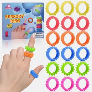 18-Piece Autism Sensory Fidget Rings, Textured Stress Relief Toys for Kids, Adhd Classroom Fidgets, Sensory Grippie Set, Holiday Gift Ideas, Stress Relief Gadgets
