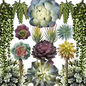 Artificial Succulents - 15 Pack - Premium Unpotted Succulent Plants Artificial - Realistic Textured Succulents - Fake Succulent Plants for DIY - Feaux Faux Cactus Plant Bulk