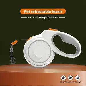 Retractable Dog Leash, 16 FT Retractable Leash for Dogs 0-110lbs, Strong Nylon Tape No Tangle, One-Handed Brake, Pause, Lock, Perfect for Medium Large Dogs, White