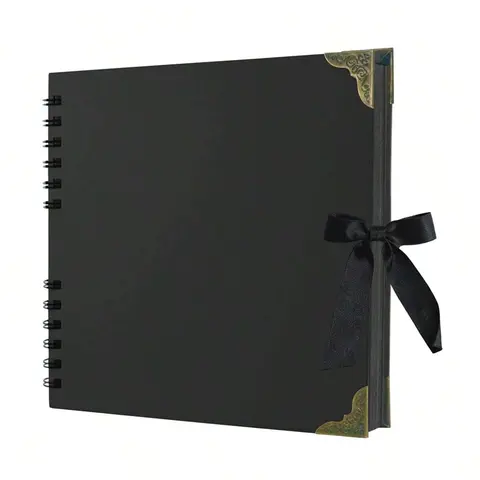 1 Book Scrapbook Album, 60 Blank Pages, Leather Paper Photo Album, Hardcover Scrapbook, Scrapbooking, Scrapbooking Albums, Perfect for Birthday Gifts, Holiday Crafts, Home DIY (Black)