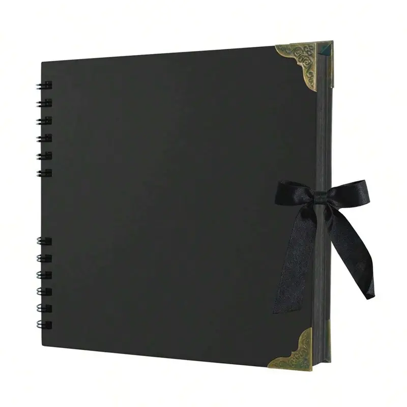 1 Book Scrapbook Album, 60 Blank Pages, Leather Paper Photo Album, Hardcover Scrapbook, Scrapbooking, Scrapbooking Albums, Perfect for Birthday Gifts, Holiday Crafts, Home DIY (Black)