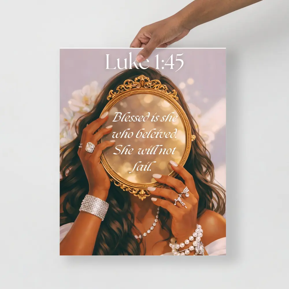 She will Not Fail -Black Girl Christian Wall Art-(16"x20" Matte Poster)