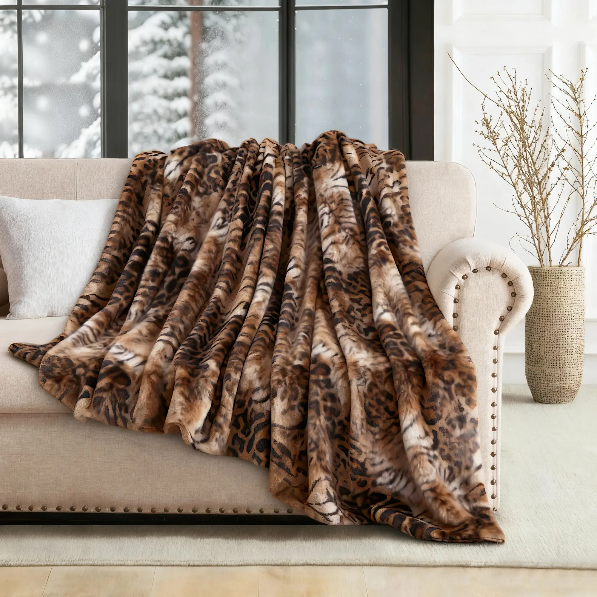 Leopard Print Fleece Blanket – Ultra Soft Flannel Throw, Queen (88"x92") & King (106"x92") Sizes | Cozy Warm Animal Pattern Bed Blanket