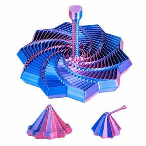 3D Printed Geometric Fidget Star - Expandable Fractal Hexagon with Handles, Colorful Whirling Spiral Design, 3D Printing Adult Stress Relief Controller, Home/Party Bag Gift Decoration