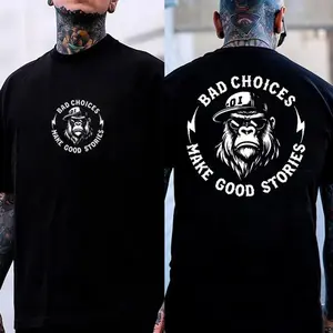 (Two side) BAD CHOICES MAKE GOOD STORIES Chimpanzee Print Men's T-shirt