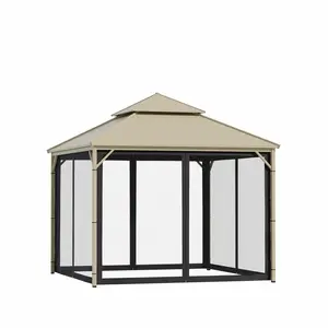 K KELBEL 10x10ft & 10x12ft Gazebo Mosquito Net Replacement - Universal 4-Panel Polyester Screen with Double Zippers, UV Protection & Water Repellent (Black Net Only)