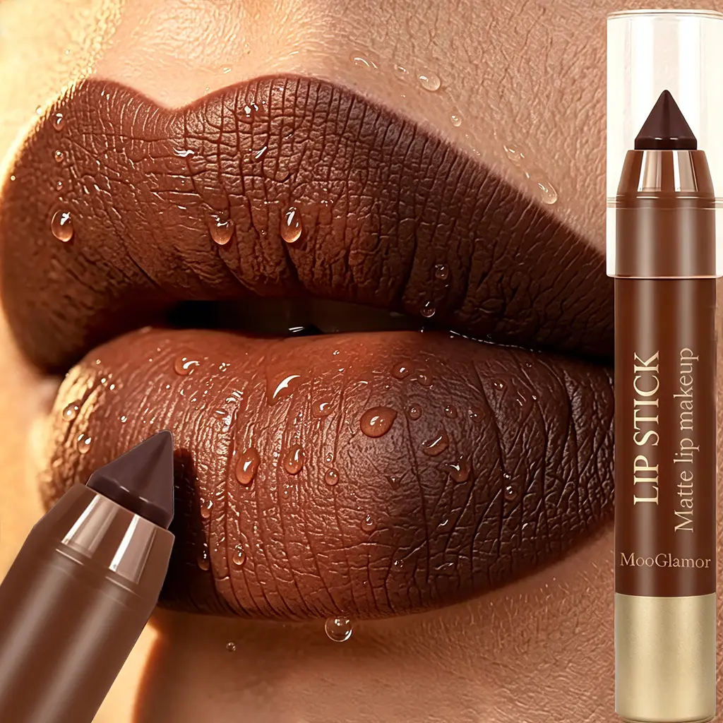 Mooglamor 2Pcs Matte Creamy Lipstick Pencil Set Waterproof Transferproof Lip Pens Long Lasting Makeup Nude Brown Moisturizing Lip Glossy Smooth Cosmetics DealsForYouDays