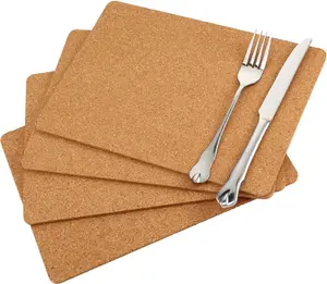 Boao 4 Pack Rectangle Cork Trivets for Hot Dishes 11'' X 8'' X 0.2'' Cork Plant Coasters Placemat Hot Pad Sheet Heat Resistant for Kitchen Countertops Table Pots Pans Restaurant Cafe Wedding Supplies