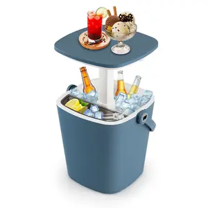 3-in-1 Portable Cooler Bar Table, Weatherproof PP Table with Bottle Opener, Lift Top Lid, 4Gal Capacity for Camping Poolside fathersdaygift