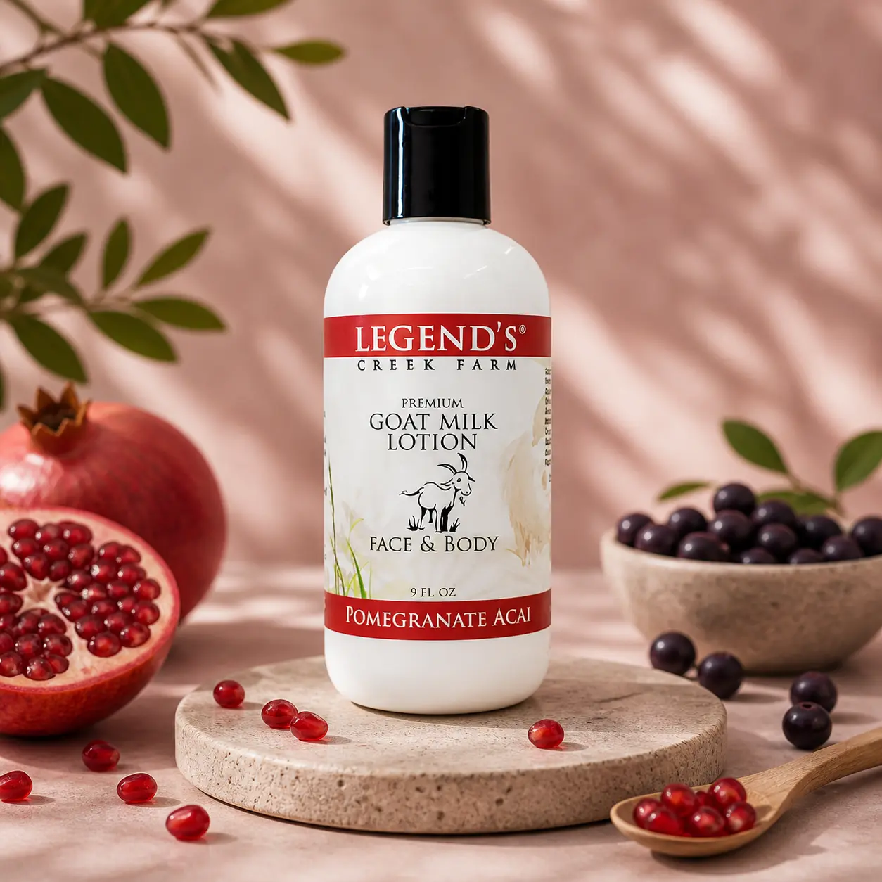 Pomegranate Acai Goat Milk Body Lotion with Coconut, Sunflower & Shea, Hydrating Body Care Moisturizer for Daily Use, Moisturizers