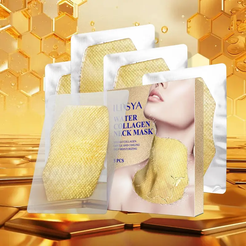 Double Collagen Neck Mask, 5 Counts/box Hydrating Neck Care Mask, Moisturizing Neck Care Product for Women & Men, Beauty Products