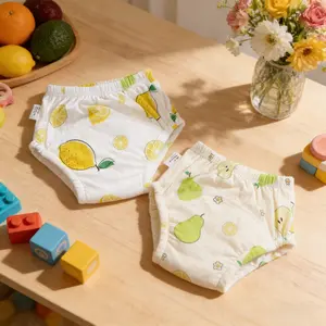 Soft Breathable Kids Diaper Pants, Cute Fruit Design, Reusable Toilet Training, Washable, Cotton Soft Ultra-Thin Baby Nappy Pants