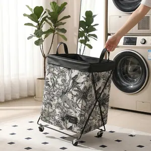 Collapsible Laundry Hamper with Wheels - 15.7" Rolling Laundry Basket with Mesh Laundry Bag & Heavy Duty X-Frame, Space Saving Dirty Clothes Organizer Cart for Apartment, Dorm, Bathroom