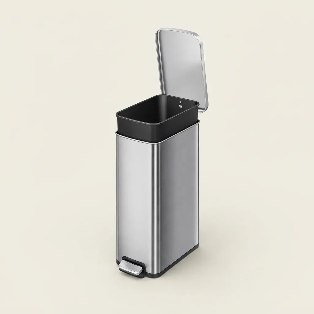 Better Homes Gardens 13.2 Gallon Stainless Steel Slim Step Garbage Bin Silver Soft Close Lid Kitchen Trash Can Home