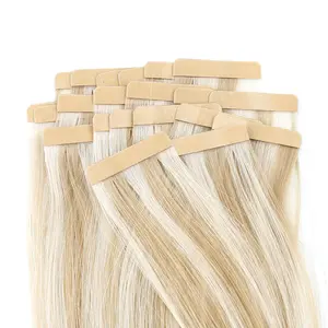 Premium PU Tape In Hair Extensions Straight 20pcs 50gram Virgin Hair Comfortable Quick Install Easy Remove Curly Wavy Blonde Glueless Water Curly