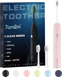 7AM2M Sonic Electric Toothbrush for Adults & Kids, with 2 Brush Heads, 5 Modes with 2 Minutes Build in Smart Timer, Roman Column Handle Design