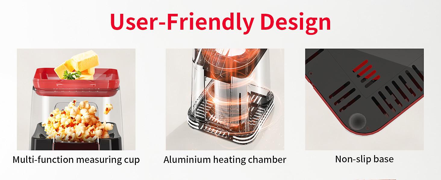 YASHE Hot Air Popcorn Popper Maker - Retro Fast Popcorn Machine, Healthy Oil-Free Design, Ideal for Home Movie Nights and Holiday Gifts