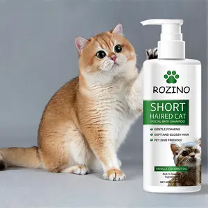 ROZINO- Special Shampoo for Short-Haired Cats - Mild Formula with Organic Coconut Oil & Rosemary Hydrosol for Gentle Cleanliness & Moisture - 100ml Press-Type Bottle