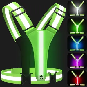 LED Reflective Vest Running Gear, 5 Colors Lights Up Running Vest for Night Walking Cycling Jogging, Adjustable Size for Men Women Kids, Rechargeable and High Visible