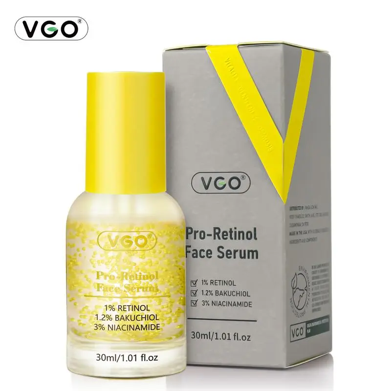 VGO Anti-aging Serum with 1% Retinol.  A facial serum containing retinol and 3% niacinamide that reduces fine lines and wrinkles.  30 ml, 1fl.oz-A Plant Skincare Acne Cleansing Fragrance Gentle Mild Repair