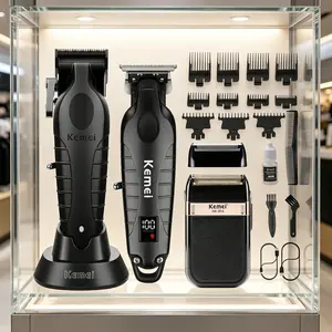KEMEI Hair Clippers for Men, Professional Clipper and Trimmers Set, Cordless Zero Gap Trimmer for Men with LED Display, 11 Guide Combs