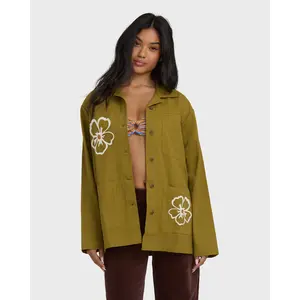 Floral Fields Shacket - Moss