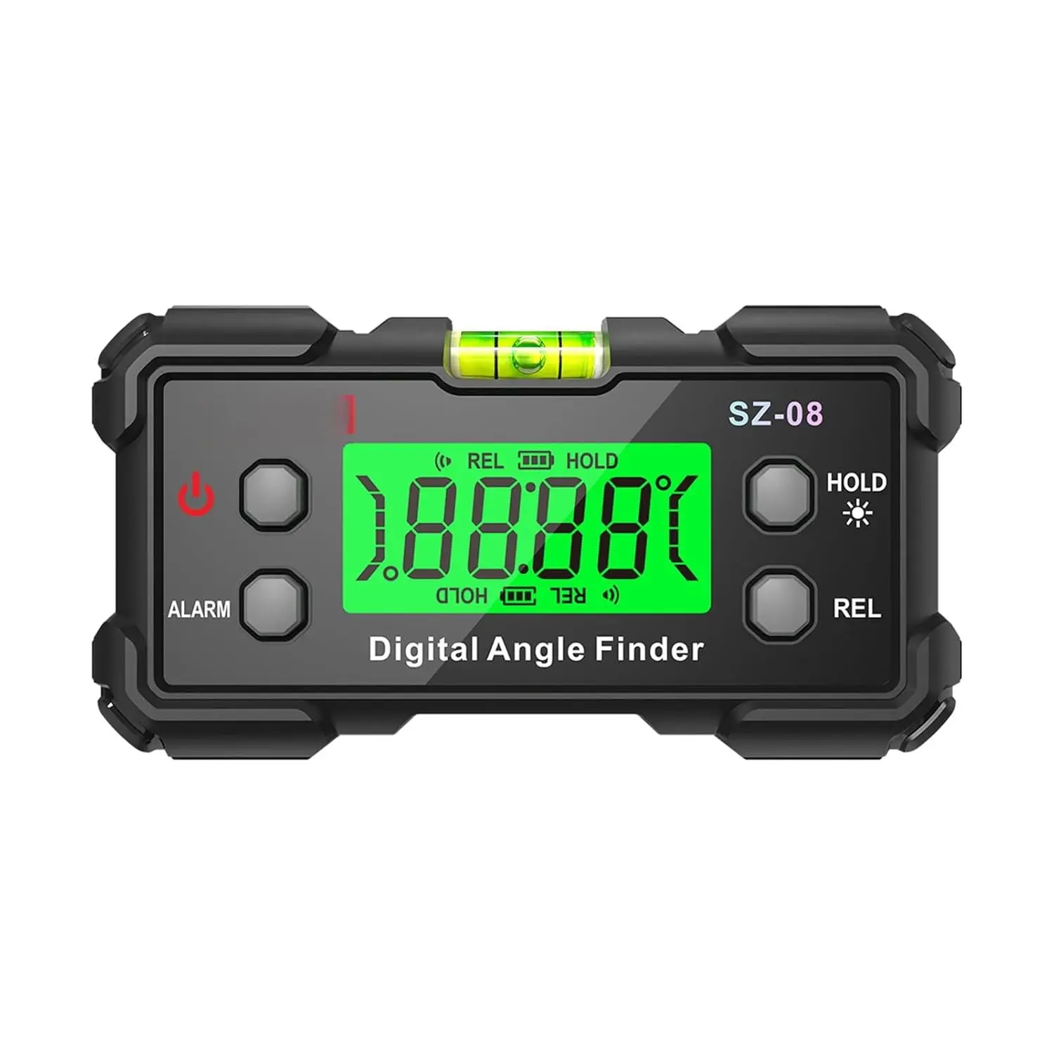 Digital Inclinometer with Backlit Display, +-0.3? Accuracy, Dual  Base, Absolute/Relative Measurement, Hold Function, for Construction, Woodworking & Machinery Alignment